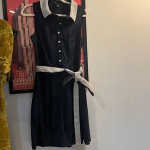 Navy Blue Button Up Sailing Dress with reversible belt and Pockets! 🌈